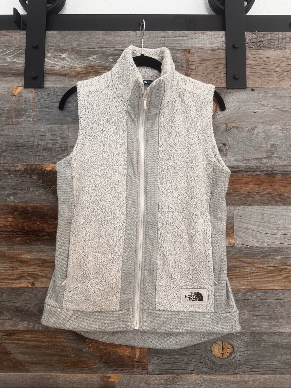 The North Face Women's Furry Light Gray Sherpa Fleece Vest